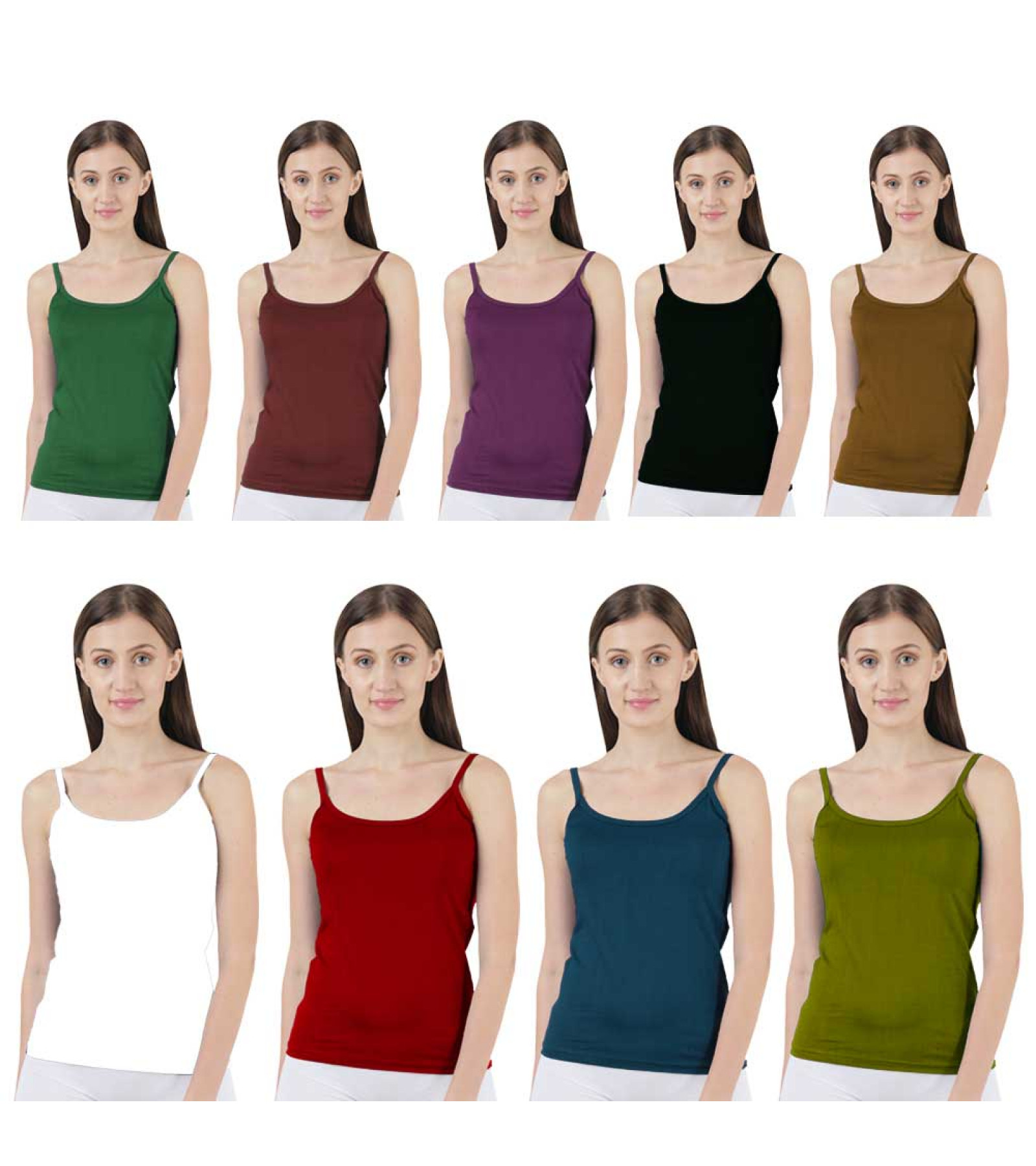 Vink Multicolor Womens Camisole Slip 9 Pack Combo